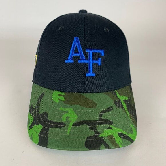 Air Force Falcons NCAA Black Green Camo Nike Heritage86 Strapback Hat - Picture 2 of 6